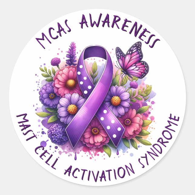 MCAS Mast Cell Activation Syndrome Awareness  Classic Round Sticker (Front)