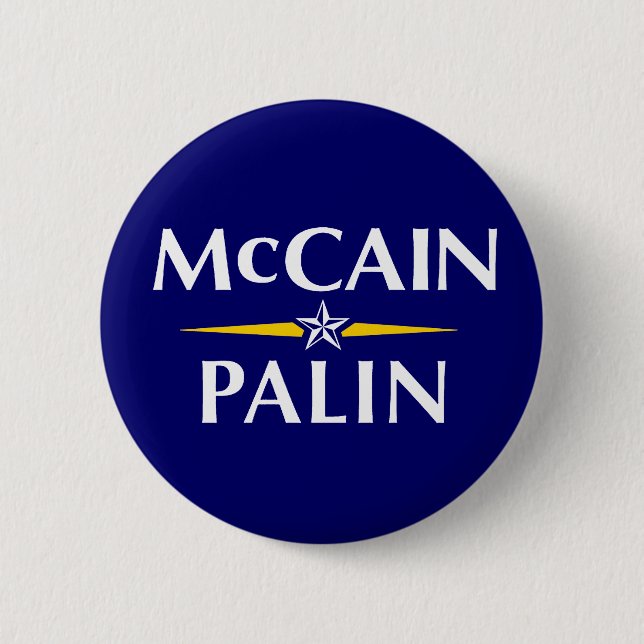 MCCAIN PALIN 2008 6 CM ROUND BADGE (Front)