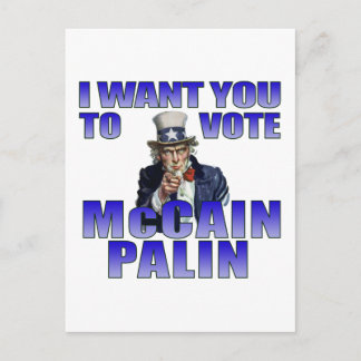 McCain Palin Uncle Sam Postcard