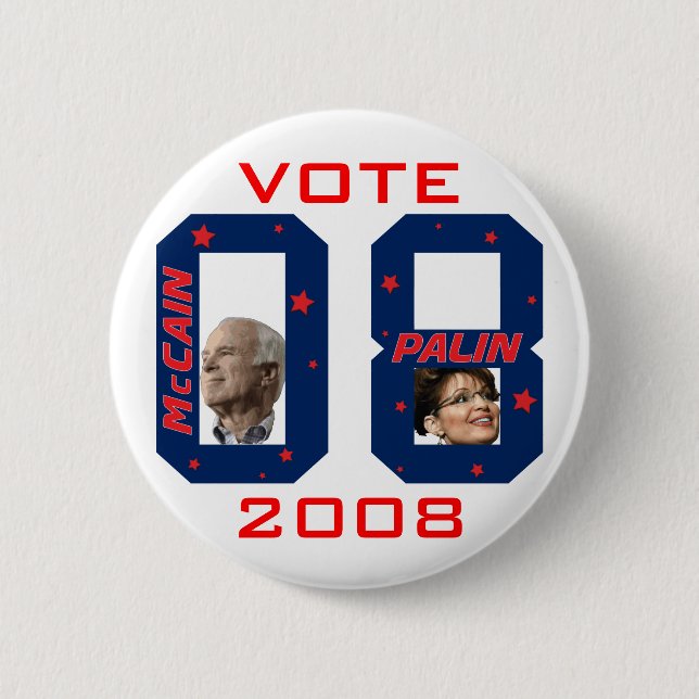 McCain Palin VOTE 2008 6 Cm Round Badge (Front)