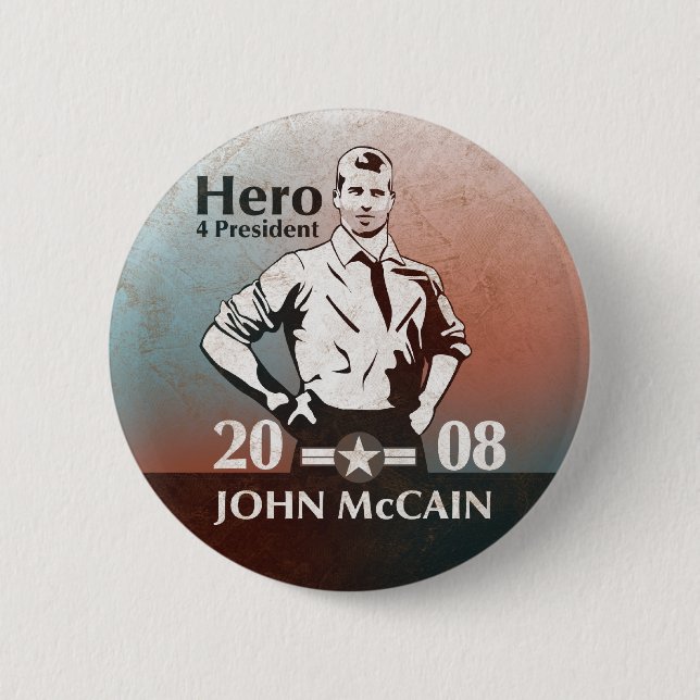McCain Vintage Style, Hero. 6 Cm Round Badge (Front)