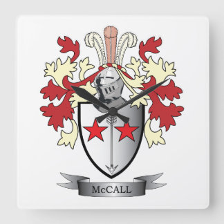 McCall Family Crest Coat of Arms Square Wall Clock