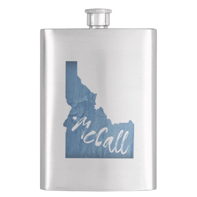 McCall Idaho Wood Grain Hip Flask (Front)