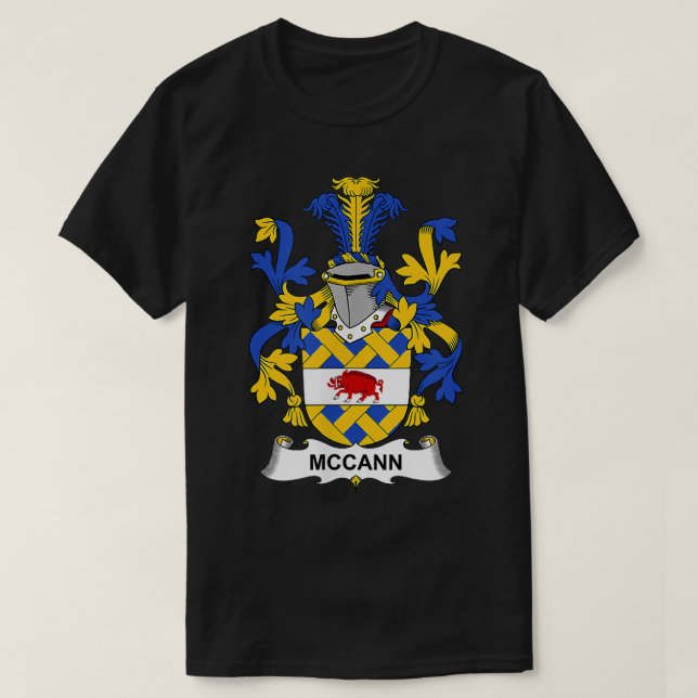 McCann Coat of Arms  Family Crest  T-Shirt (Design Front)