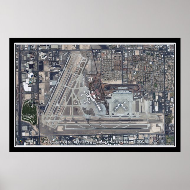 McCarran Intl Airport Las Vegas Satellite Map Poster (Front)