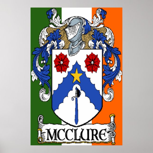 McClure Coat of Arms Irish Flag Print (Front)