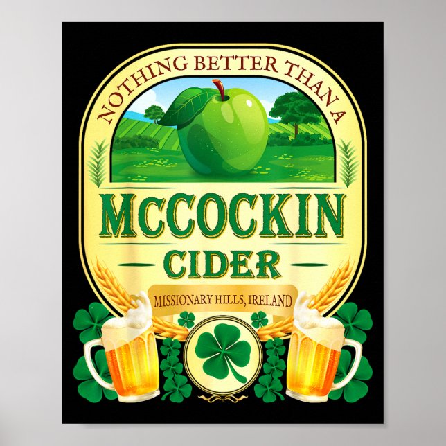 Mccockin cider mccain funny st patrick’s day humor poster (Front)