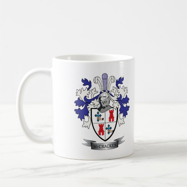 McCracken Family Crest Coat of Arms Coffee Mug (Left)