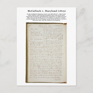 McCulloch v. Maryland, 17 U.S. 316 (1819) Postcard