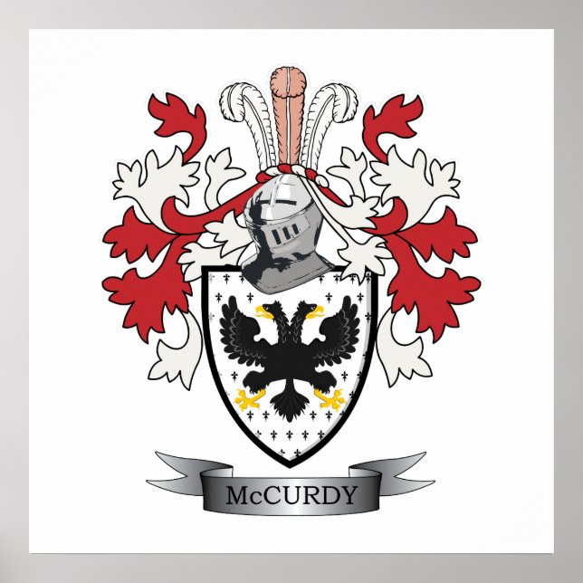McCurdy Family Crest Coat of Arms Poster (Front)