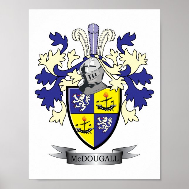 McDougall Family Crest Coat of Arms Poster (Front)