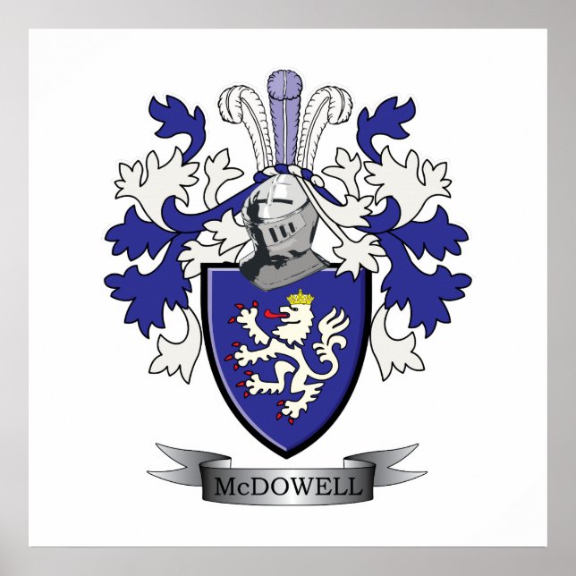 McDowell Family Crest Coat of Arms Poster (Front)