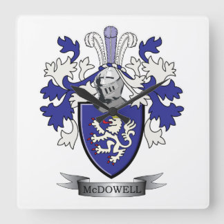 McDowell Family Crest Coat of Arms Square Wall Clock