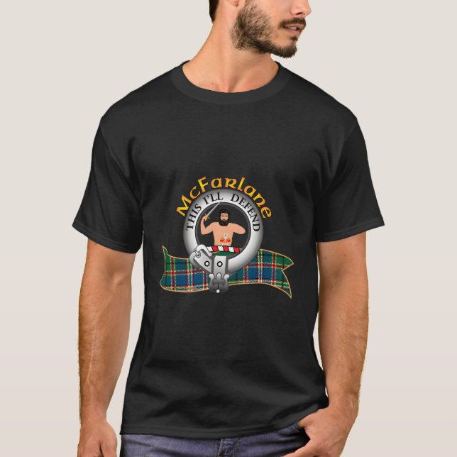Mcfarlane Clan Tan Crest Motto T-Shirt (Front)