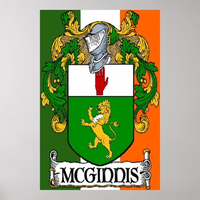 McGinnis Coat of Arms Irish Flag Print (Front)