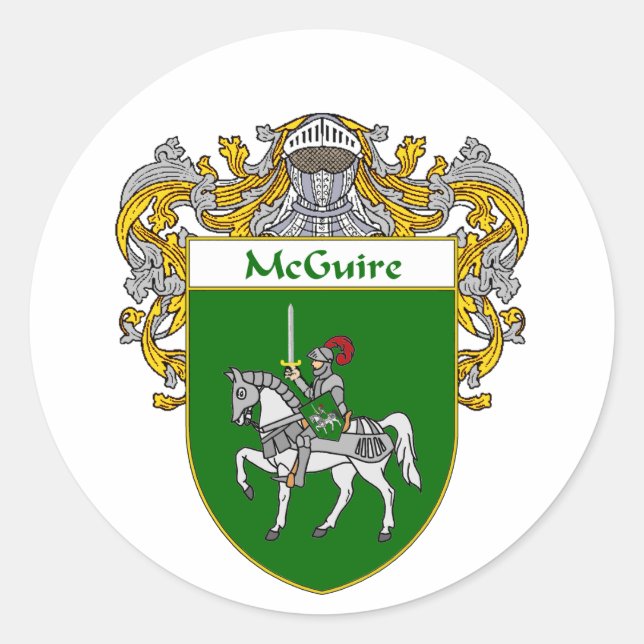 McGuire Coat of Arms (Mantled) Classic Round Sticker (Front)