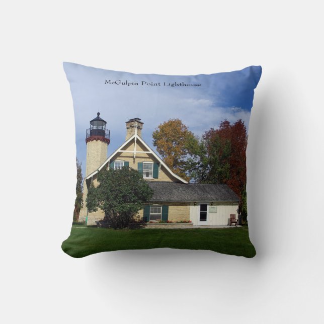 McGulpin Point Lighthouse square pillow (Front)