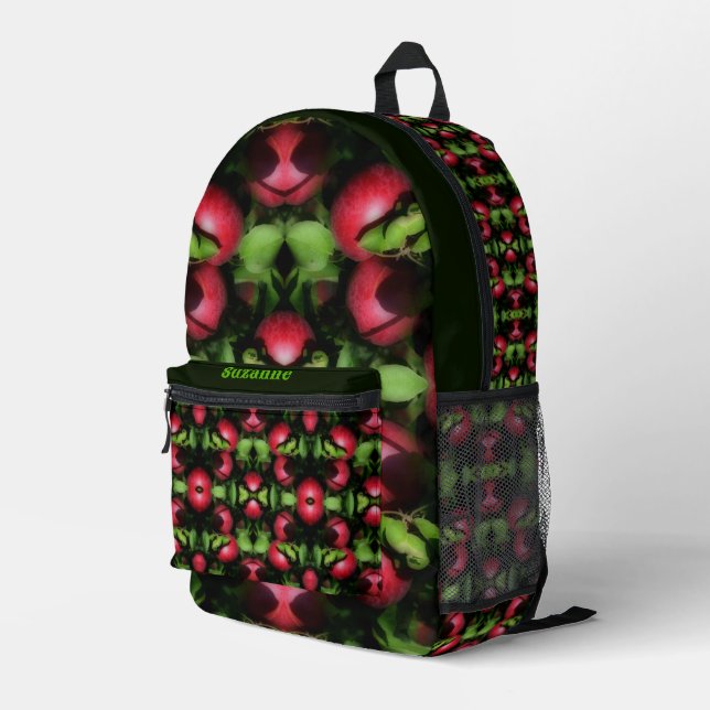 McIntosh Apples On The Tree Abstract Personalised Printed Backpack (Back Corner Right)