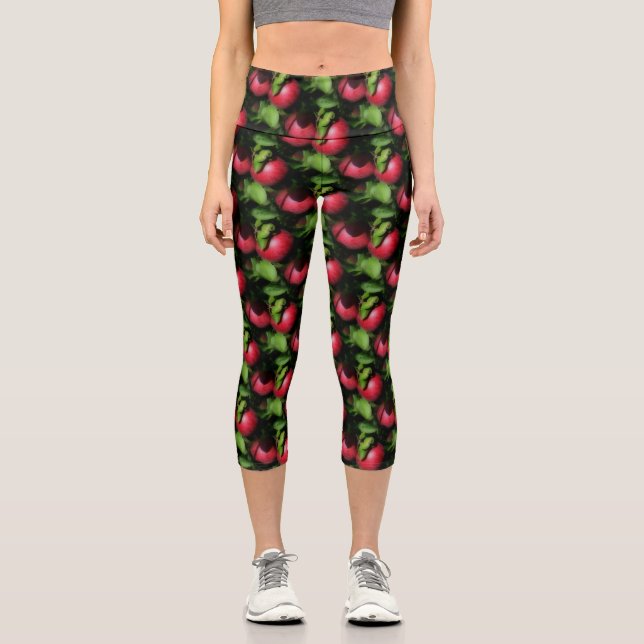 McIntosh Apples On The Tree Nature Pattern    Capri Leggings (Front)