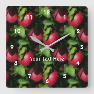 McIntosh Apples On The Tree Nature Pattern Square Wall Clock