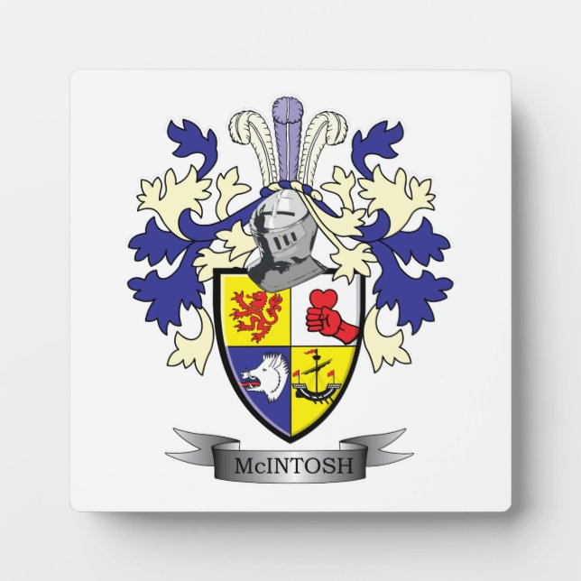 McIntosh Family Crest Coat of Arms Plaque (Front)