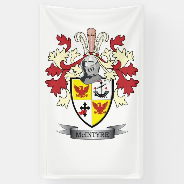 McIntyre Family Crest Coat of Arms Banner (Vertical)