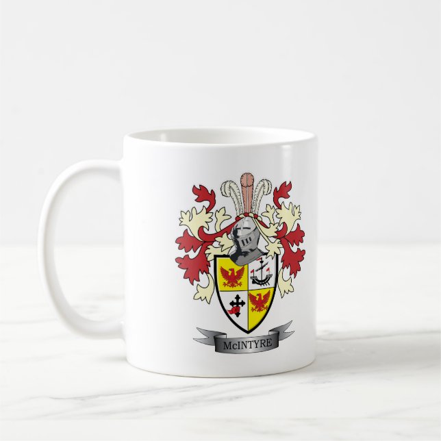 McIntyre Family Crest Coat of Arms Coffee Mug (Left)