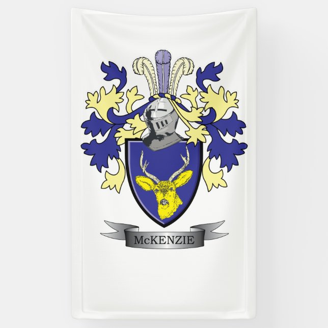 McKenzie Family Crest Coat of Arms Banner (Vertical)