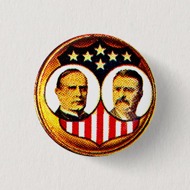 McKinley-Roosevelt jugate 3 Cm Round Badge (Front)