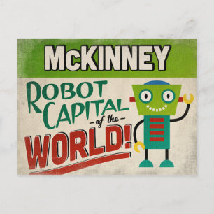 McKinney Texas Robot - Funny Vintage Postcard