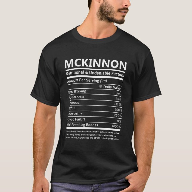 Mckinnon Name T Shirt - Mckinnon Nutritional And U (Front)