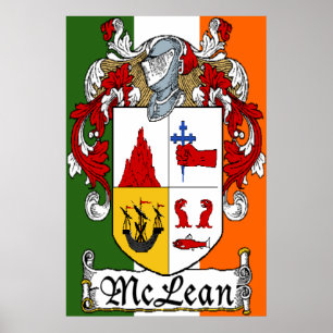 McLean Coat of Arms Irish Flag Print
