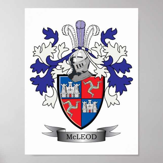 McLeod Family Crest Coat of Arms Poster (Front)