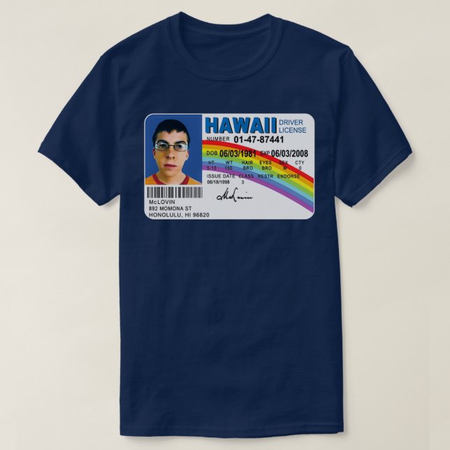 Mclovin Superbad Id Driver Driver Gifts Funny Driv T-Shirt (Design Front)