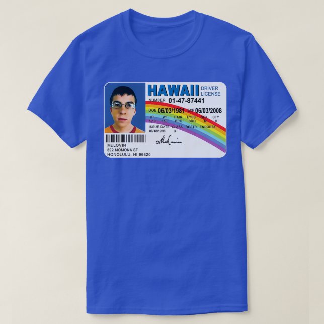 Mclovin Superbad Id Driver Driver Gifts Funny Driv T-Shirt (Design Front)