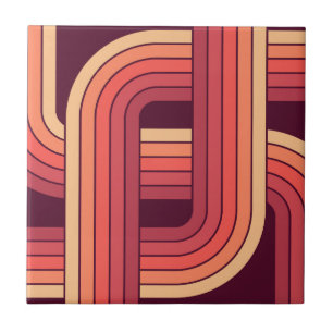 MCM 1970s Retro Style Geometric Design Ceramic Tile