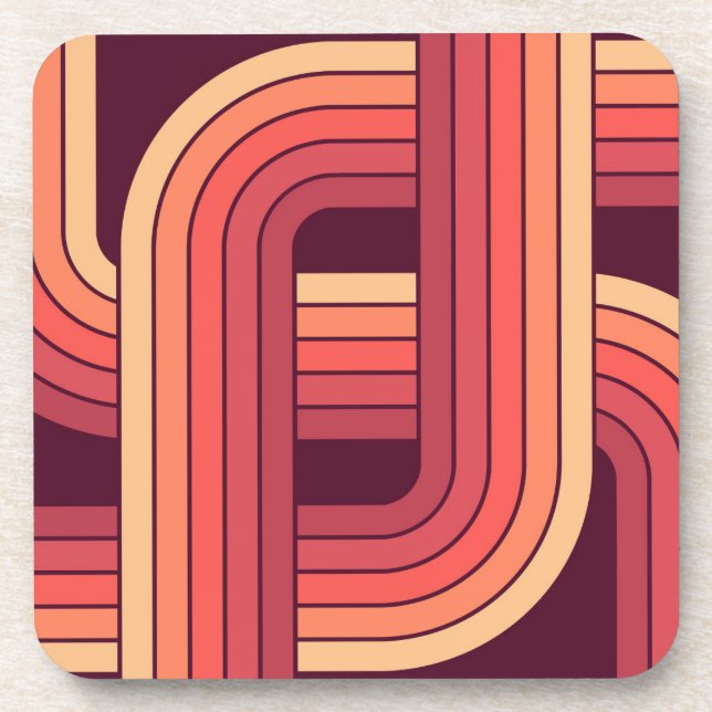 MCM 1970s Retro Style Geometric Design Coaster (Front)