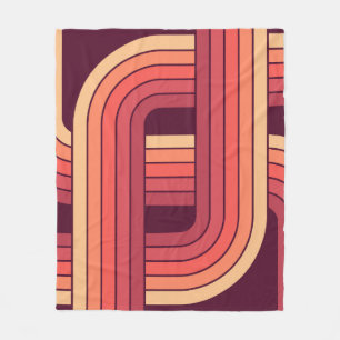 MCM 1970s Retro Style Geometric Design Fleece Blanket