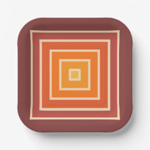 MCM 1970s Retro Style Geometric Design Paper Plate