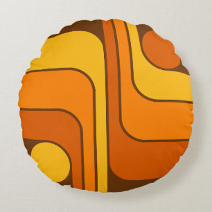 MCM 1970s Retro Style Geometric Design Round Cushion