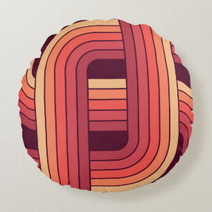 MCM 1970s Retro Style Geometric Design Round Cushion