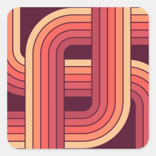 MCM 1970s Retro Style Geometric Design Square Sticker