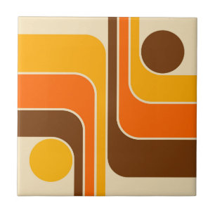 MCM 1970s Retro Style Geometric Striped Design Ceramic Tile