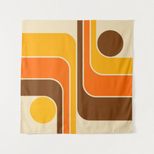 MCM 1970s Retro Style Geometric Striped Design Tapestry