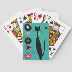 MCM Atomic Era Mid Century Modern Retro Cool Cat Playing Cards