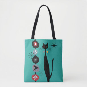 MCM Atomic Era Mid Century Modern Retro Cool Cat Tote Bag