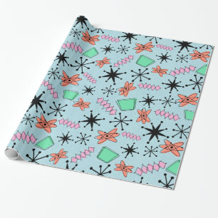 MCM Atomic Pink Orange Green Blue Large Scale Wrapping Paper