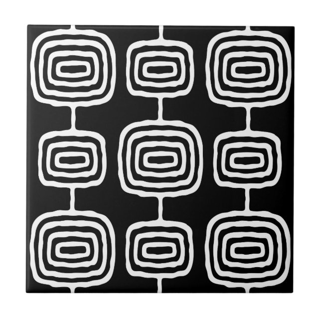 MCM Atomic Rings Abstract Pattern Ceramic Tile (Front)