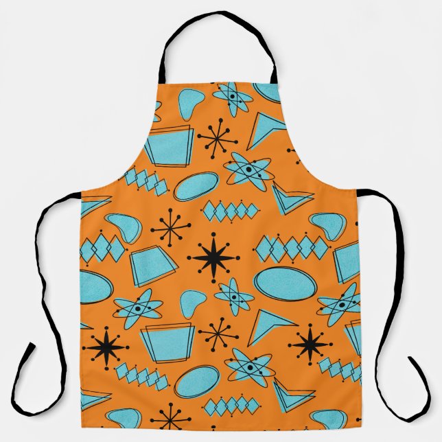 MCM Atomic Shapes Turquoise on Orange Apron (Front)