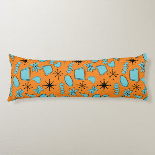 MCM Atomic Shapes Turquoise on Orange Body Cushion